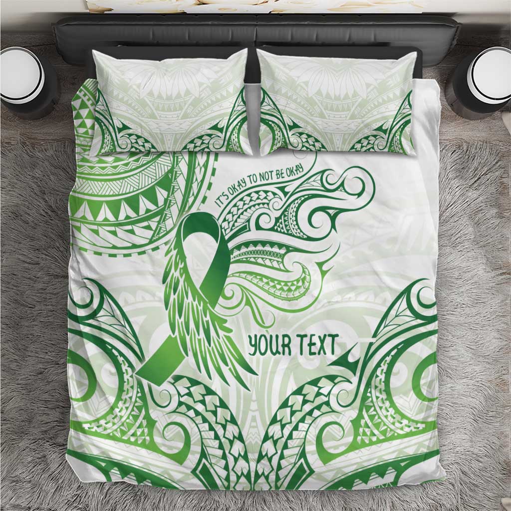 Its Okay Green Ribbon Personalised Bedding Set Polynesian Depression Awareness LT9 Green - Polynesian Pride