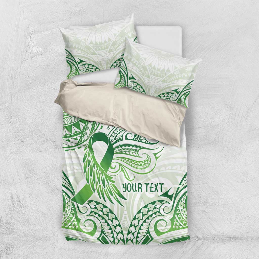 Its Okay Green Ribbon Personalised Bedding Set Polynesian Depression Awareness