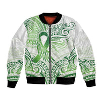 Its Okay Green Ribbon Personalised Bomber Jacket Polynesian Depression Awareness