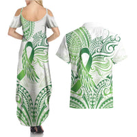 Its Okay Green Ribbon Personalised Couples Matching Summer Maxi Dress and Hawaiian Shirt Polynesian Depression Awareness