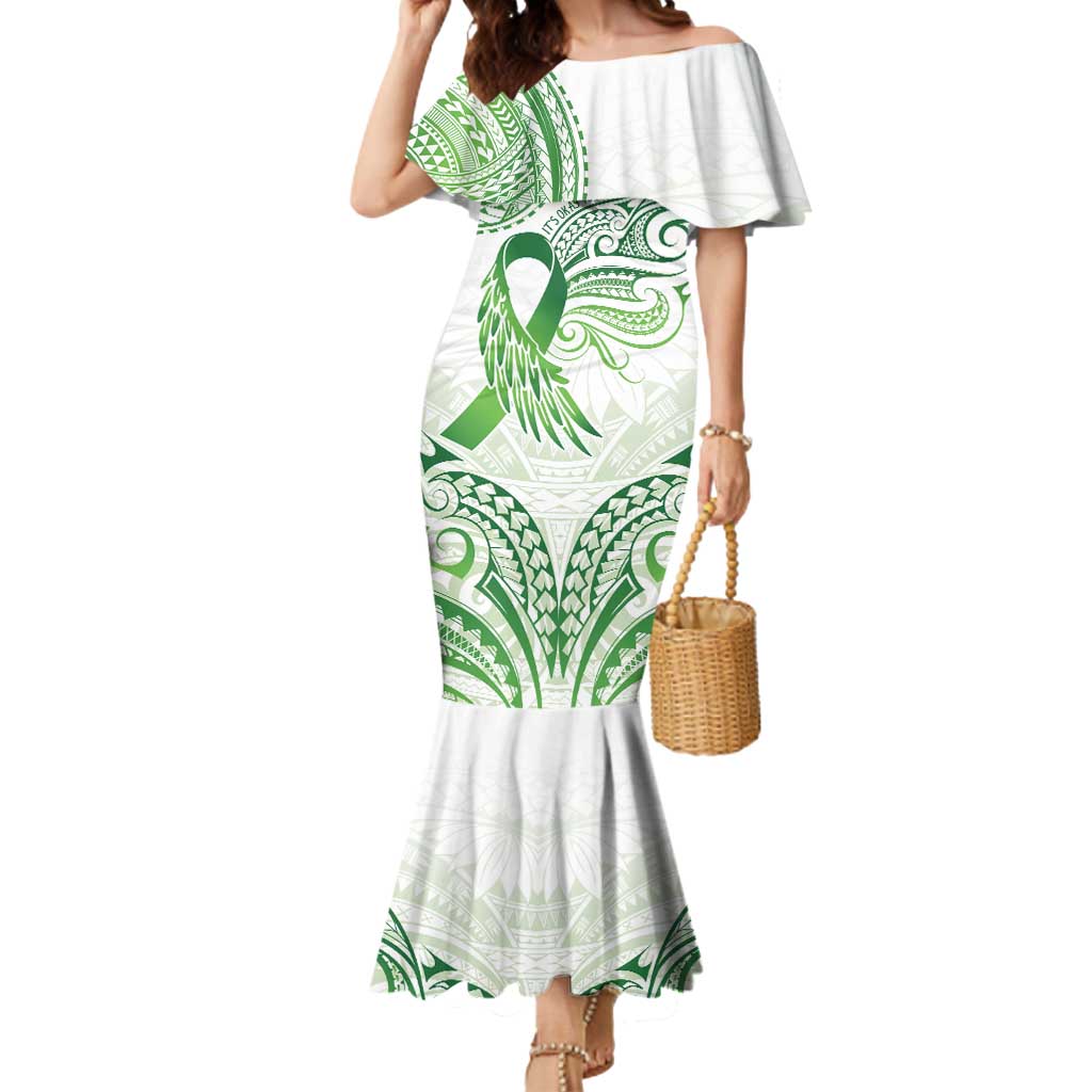 Its Okay Green Ribbon Personalised Mermaid Dress Polynesian Depression Awareness LT9 Women Green - Polynesian Pride