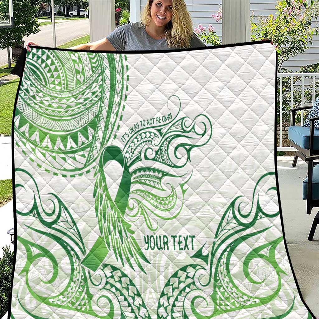 Its Okay Green Ribbon Personalised Quilt Polynesian Depression Awareness LT9 Green - Polynesian Pride