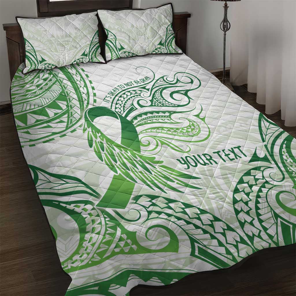 Its Okay Green Ribbon Personalised Quilt Bed Set Polynesian Depression Awareness LT9 Green - Polynesian Pride