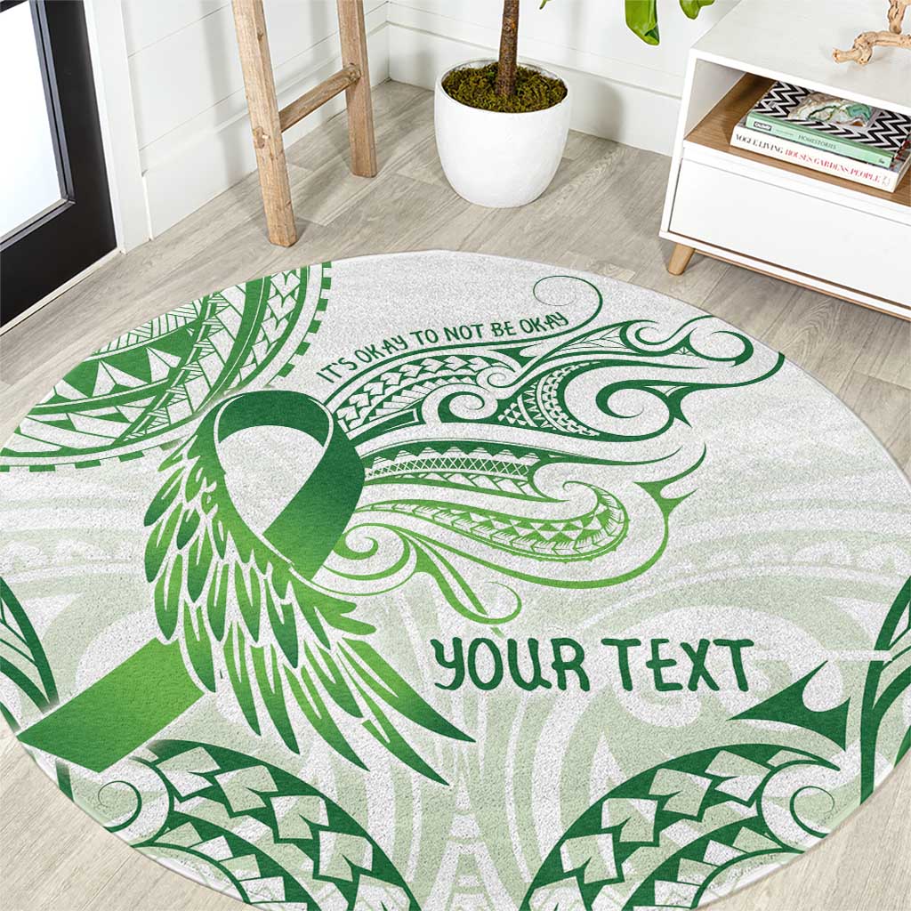 Its Okay Green Ribbon Personalised Round Carpet Polynesian Depression Awareness LT9 Green - Polynesian Pride