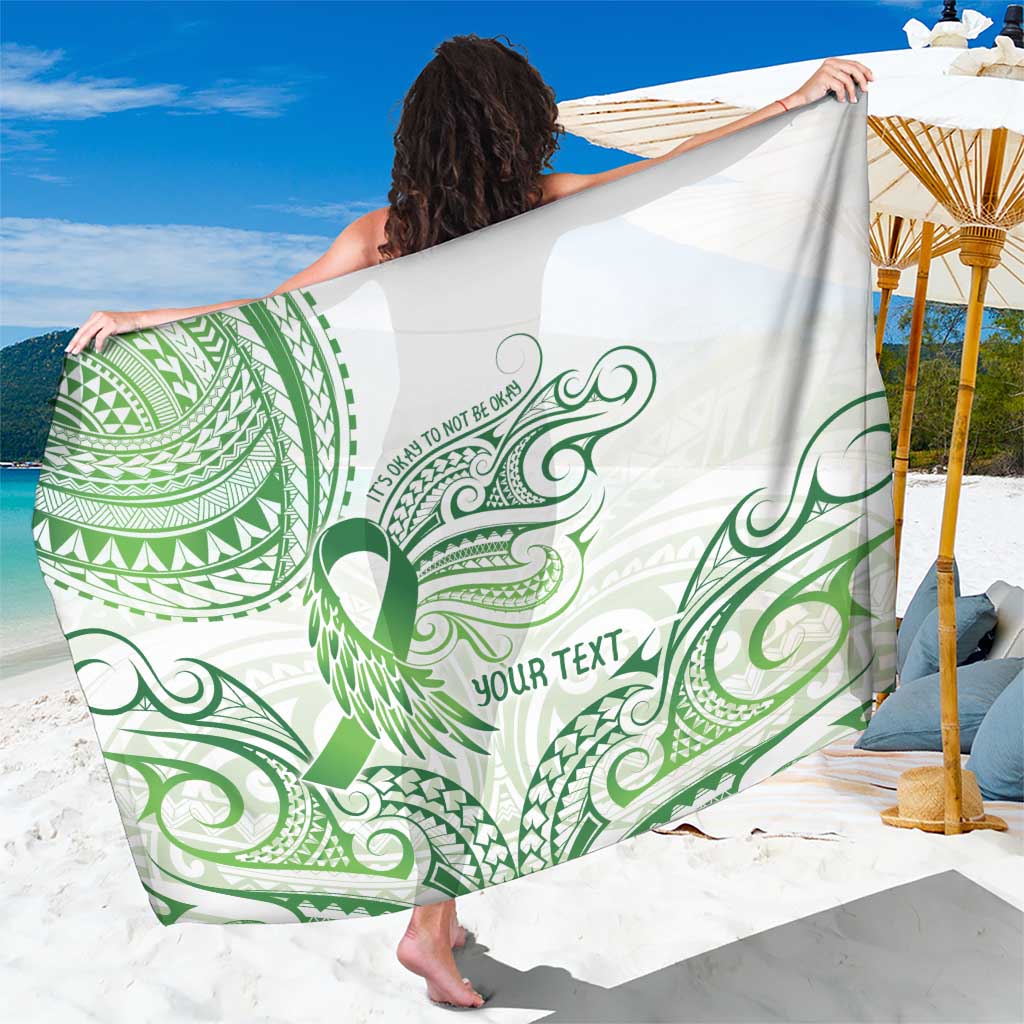 Its Okay Green Ribbon Personalised Sarong Polynesian Depression Awareness LT9 One Size 44 x 66 inches Green - Polynesian Pride