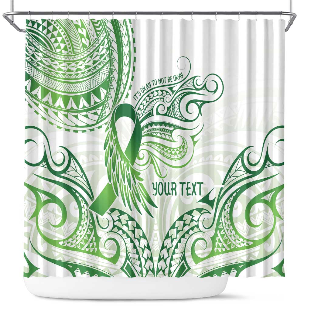 Its Okay Green Ribbon Personalised Shower Curtain Polynesian Depression Awareness LT9 Green - Polynesian Pride