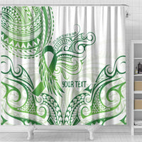 Its Okay Green Ribbon Personalised Shower Curtain Polynesian Depression Awareness