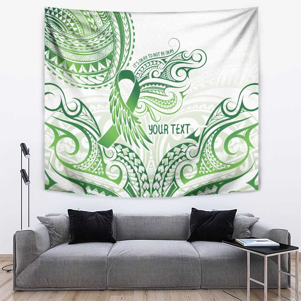 Its Okay Green Ribbon Personalised Tapestry Polynesian Depression Awareness LT9 Green - Polynesian Pride