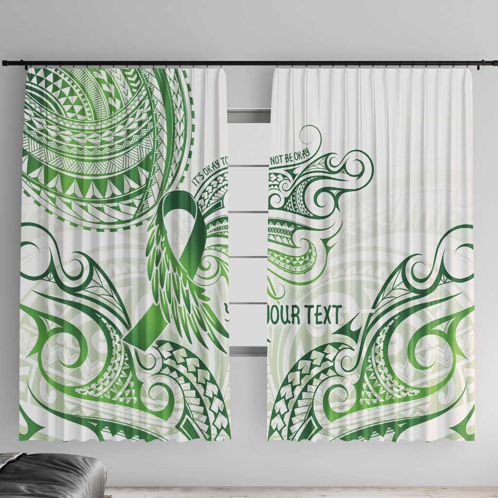Its Okay Green Ribbon Personalised Window Curtain Polynesian Depression Awareness LT9 With Hooks Green - Polynesian Pride
