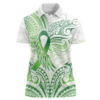 Its Okay Green Ribbon Personalised Women Polo Shirt Polynesian Depression Awareness
