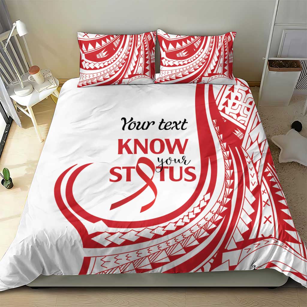Know Your Status Red Ribbon Personalised Bedding Set Polynesian AIDS Awareness