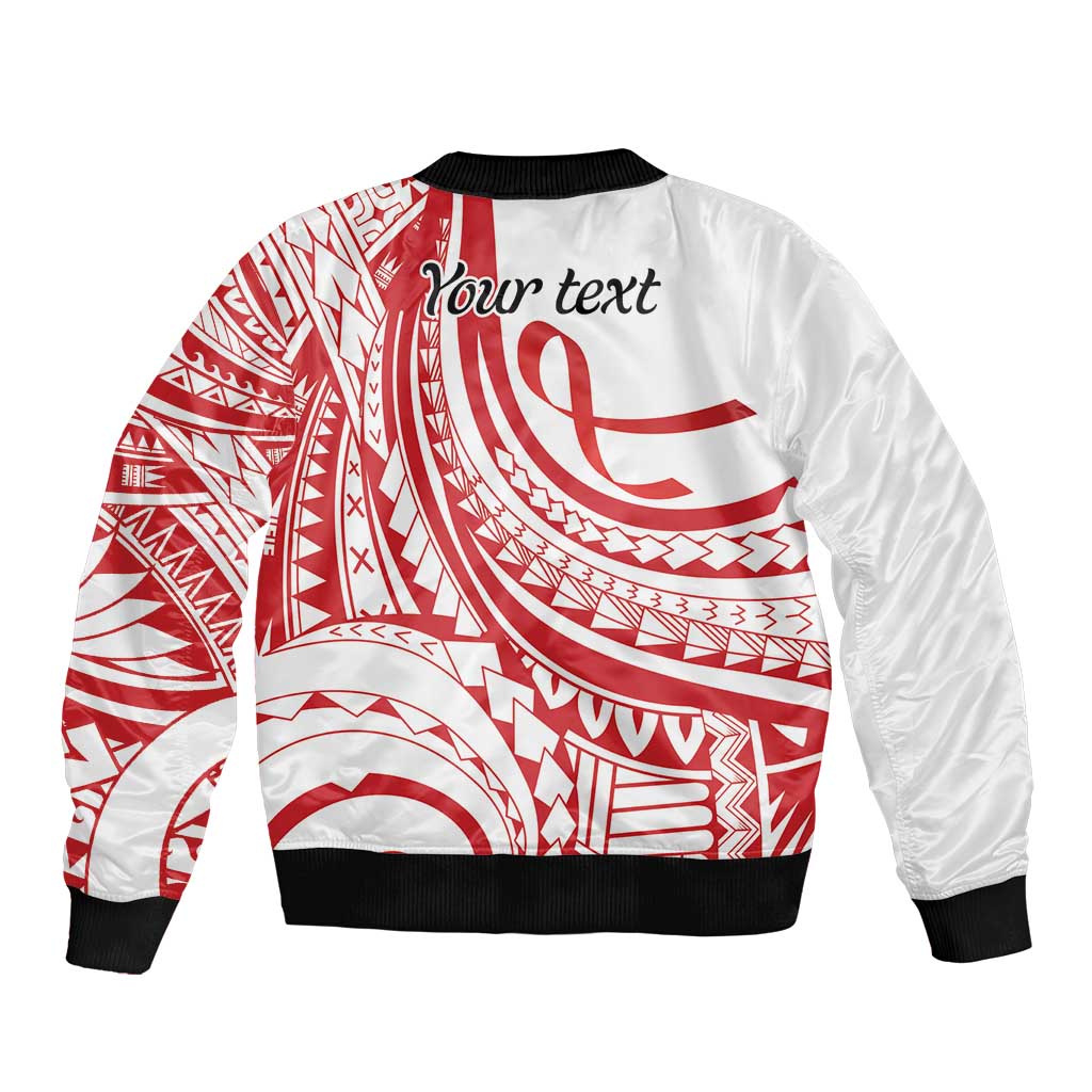 Know Your Status Red Ribbon Personalised Bomber Jacket Polynesian AIDS Awareness