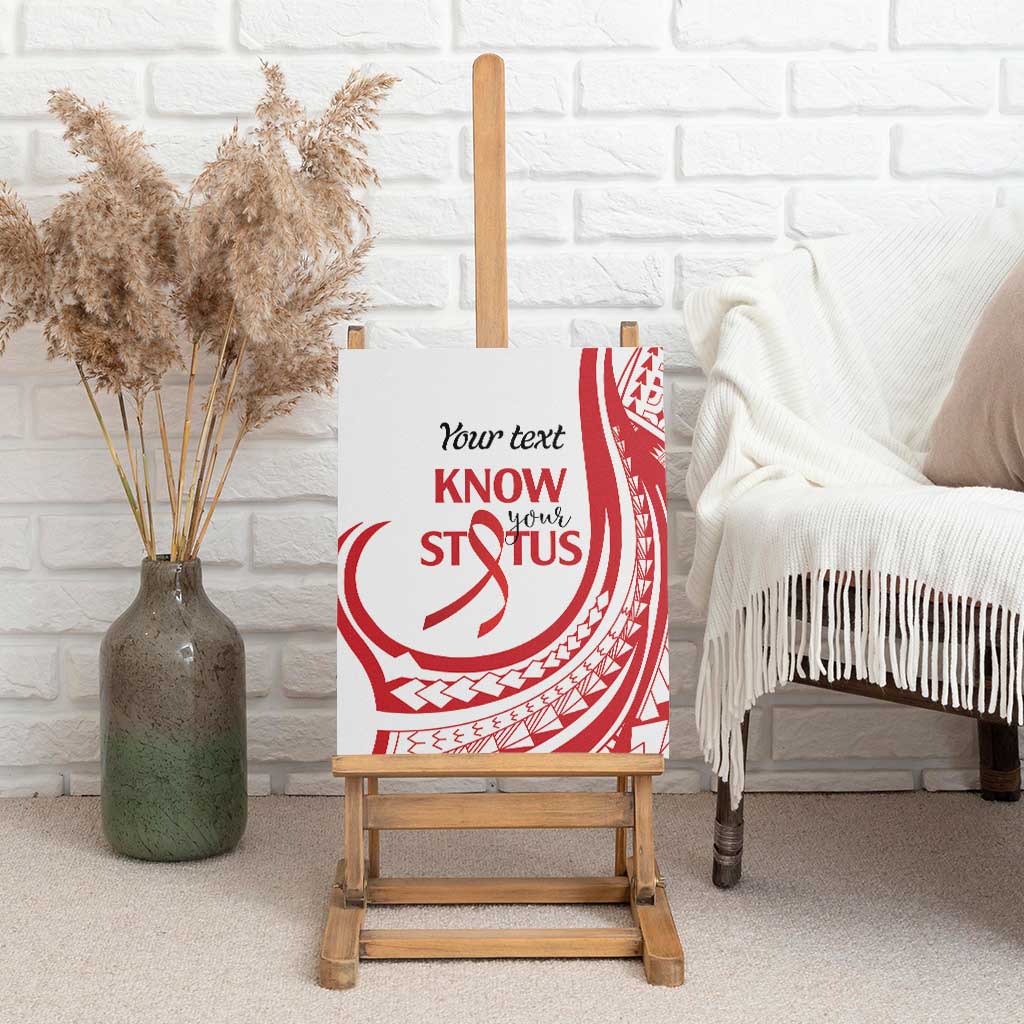 Know Your Status Red Ribbon Personalised Canvas Wall Art Polynesian AIDS Awareness