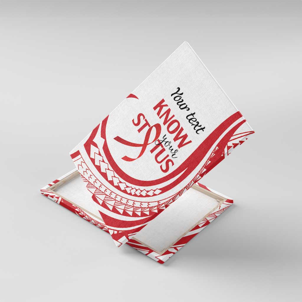 Know Your Status Red Ribbon Personalised Canvas Wall Art Polynesian AIDS Awareness