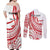 Know Your Status Red Ribbon Personalised Couples Matching Off Shoulder Maxi Dress and Long Sleeve Button Shirt Polynesian AIDS Awareness