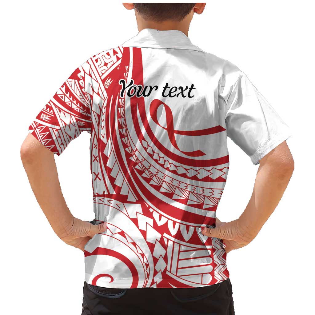 Know Your Status Red Ribbon Personalised Family Matching Mermaid Dress and Hawaiian Shirt Polynesian AIDS Awareness