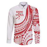Know Your Status Red Ribbon Personalised Family Matching Off Shoulder Maxi Dress and Hawaiian Shirt Polynesian AIDS Awareness