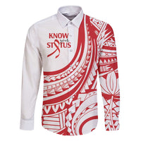 Know Your Status Red Ribbon Personalised Family Matching Short Sleeve Bodycon Dress and Hawaiian Shirt Polynesian AIDS Awareness