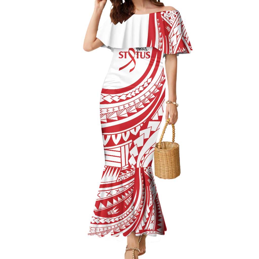 Know Your Status Red Ribbon Personalised Mermaid Dress Polynesian AIDS Awareness LT9 Women Red - Polynesian Pride