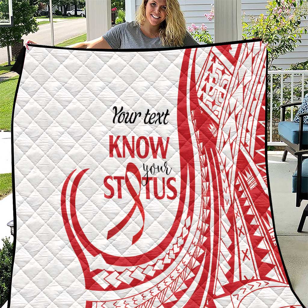 Know Your Status Red Ribbon Personalised Quilt Polynesian AIDS Awareness LT9 Red - Polynesian Pride