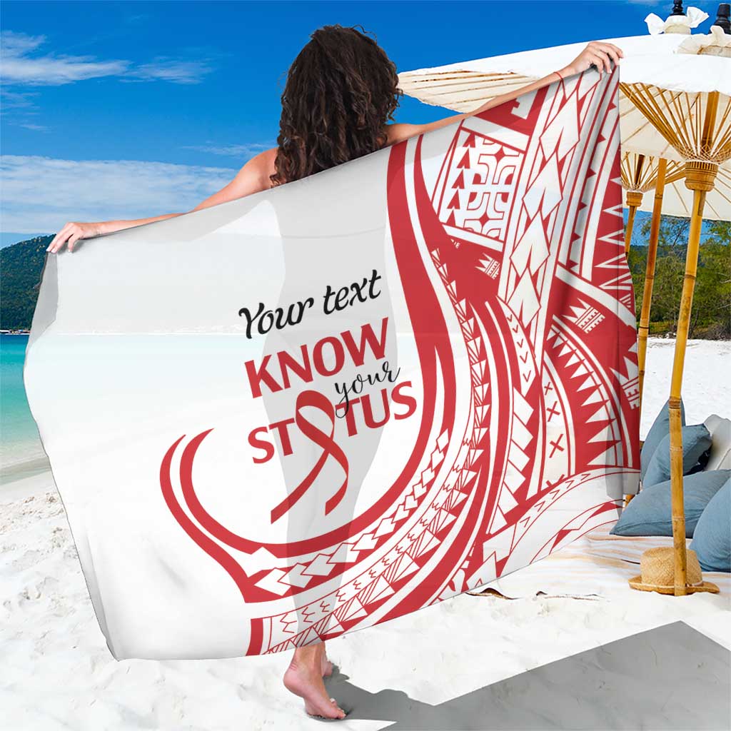 Know Your Status Red Ribbon Personalised Sarong Polynesian AIDS Awareness LT9 One Size 44 x 66 inches Red - Polynesian Pride