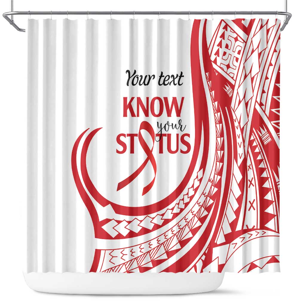 Know Your Status Red Ribbon Personalised Shower Curtain Polynesian AIDS Awareness LT9 Red - Polynesian Pride