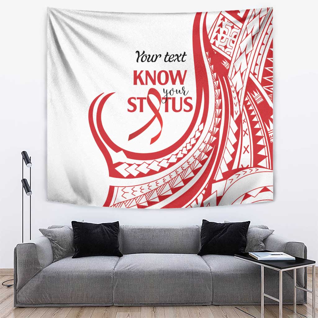 Know Your Status Red Ribbon Personalised Tapestry Polynesian AIDS Awareness LT9 Red - Polynesian Pride