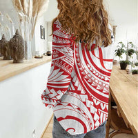 Know Your Status Red Ribbon Personalised Women Casual Shirt Polynesian AIDS Awareness