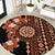 Fiji Tagimoucia Flower With Tapa Tribal Round Carpet Brown Color LT9 Brown - Polynesian Pride