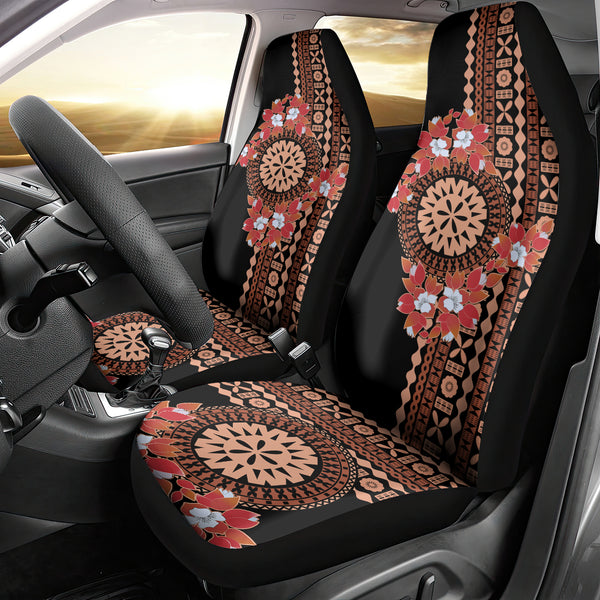 Fiji Tapa Custom Personalised Car Seat Covers - Fiji Flag Polynesian Gold Curve