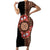 Bula Fiji Tagimoucia Flower Masi Tapa Tribal Family Matching Short Sleeve Bodycon Dress and Hawaiian Shirt Brown Color LT9 Mom's Dress Brown - Polynesian Pride