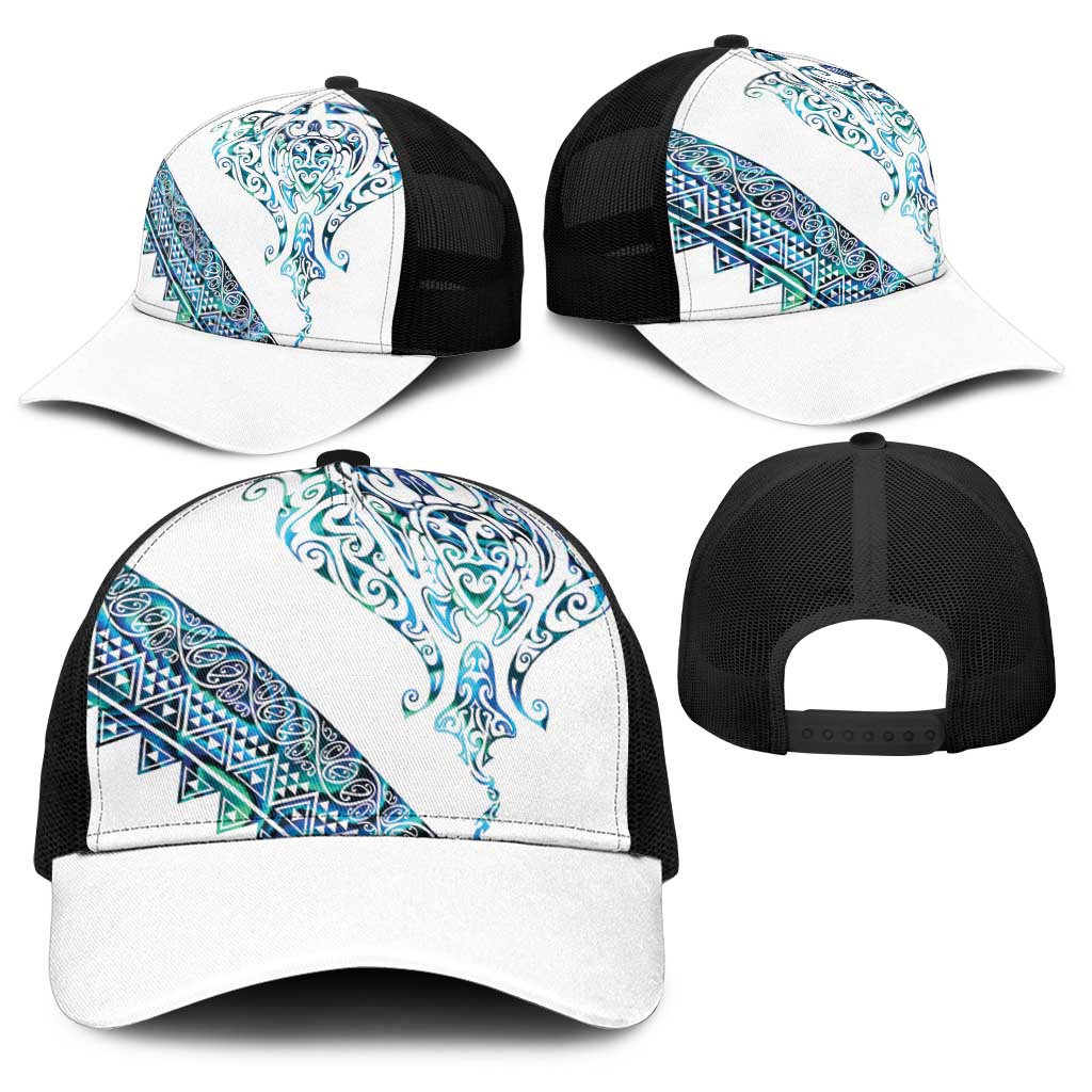 Kahui Whetu Paua shell Kowhaiwhai Taniko Baseball Net Cap Manta Ray Shark-Turtle Maori Tribal Style LT9 - Polynesian Pride