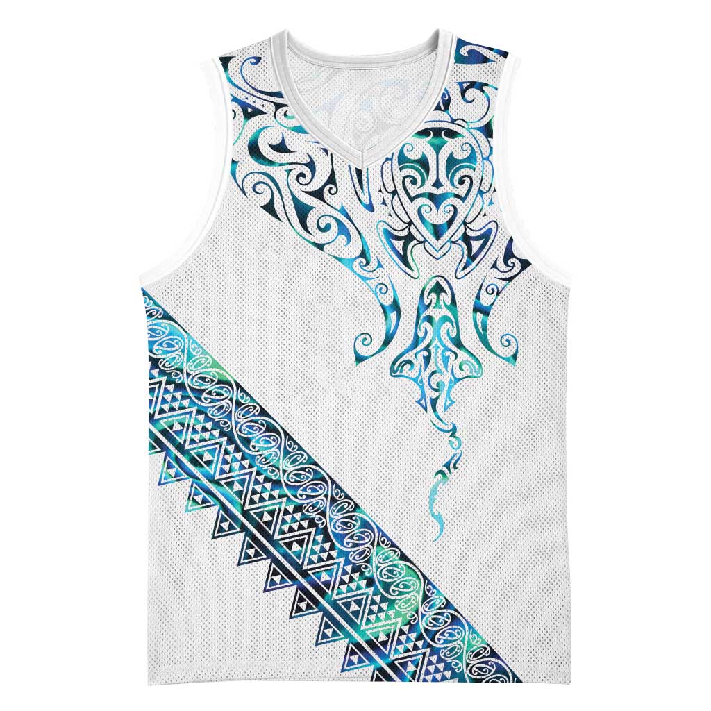 Kahui Whetu Paua shell Kowhaiwhai Taniko Personalised Basketball Jersey Manta Ray Shark-Turtle Maori Tribal Style