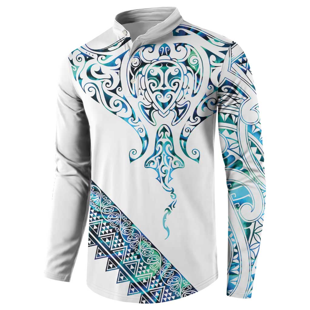Kahui Whetu Paua shell Kowhaiwhai Taniko Personalised Button Sweatshirt Manta Ray Shark-Turtle Maori Tribal Style LT9 - Polynesian Pride