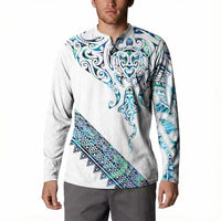 Kahui Whetu Paua shell Kowhaiwhai Taniko Personalised Button Sweatshirt Manta Ray Shark-Turtle Maori Tribal Style LT9 - Polynesian Pride