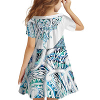 Kahui Whetu Paua shell Kowhaiwhai Taniko Personalised Family Matching Off Shoulder Short Dress and Hawaiian Shirt Manta Ray Shark-Turtle Maori Tribal Style
