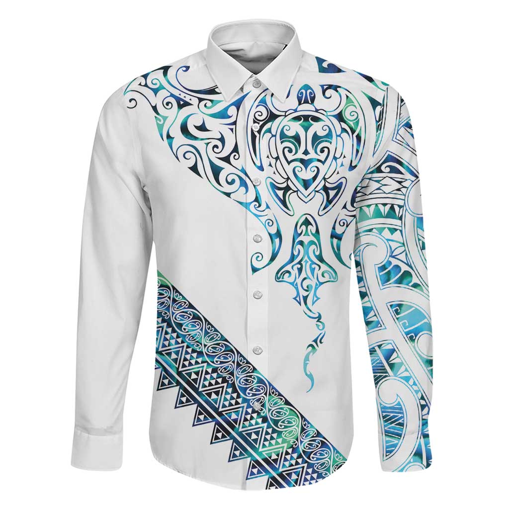 Kahui Whetu Paua shell Kowhaiwhai Taniko Personalised Family Matching Off Shoulder Short Dress and Hawaiian Shirt Manta Ray Shark-Turtle Maori Tribal Style