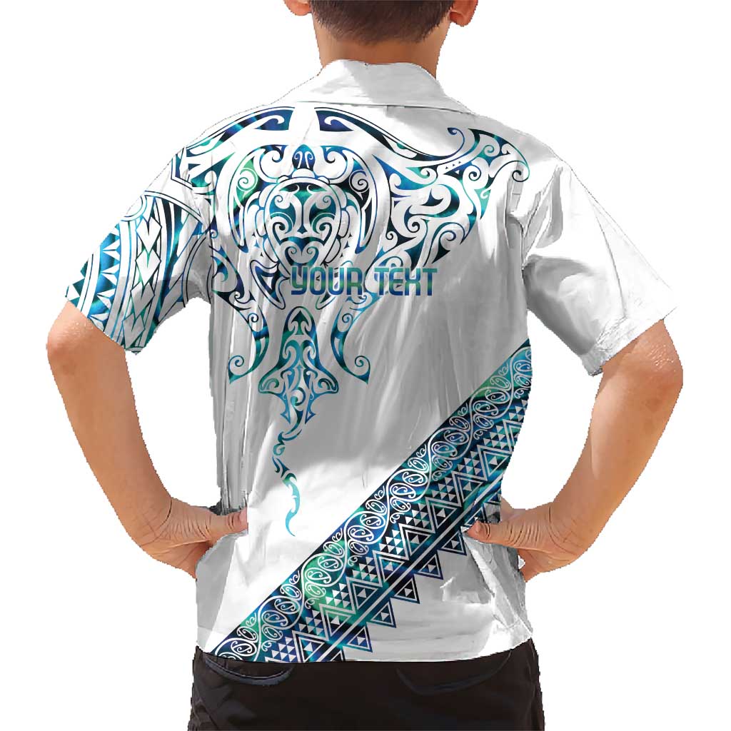 Kahui Whetu Paua shell Kowhaiwhai Taniko Personalised Family Matching Short Sleeve Bodycon Dress and Hawaiian Shirt Manta Ray Shark-Turtle Maori Tribal Style