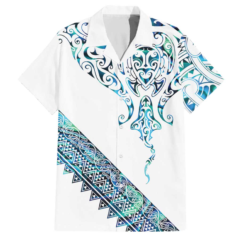 Kahui Whetu Paua shell Kowhaiwhai Taniko Personalised Family Matching Short Sleeve Bodycon Dress and Hawaiian Shirt Manta Ray Shark-Turtle Maori Tribal Style