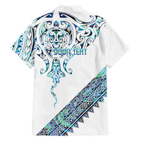 Kahui Whetu Paua shell Kowhaiwhai Taniko Personalised Family Matching Short Sleeve Bodycon Dress and Hawaiian Shirt Manta Ray Shark-Turtle Maori Tribal Style