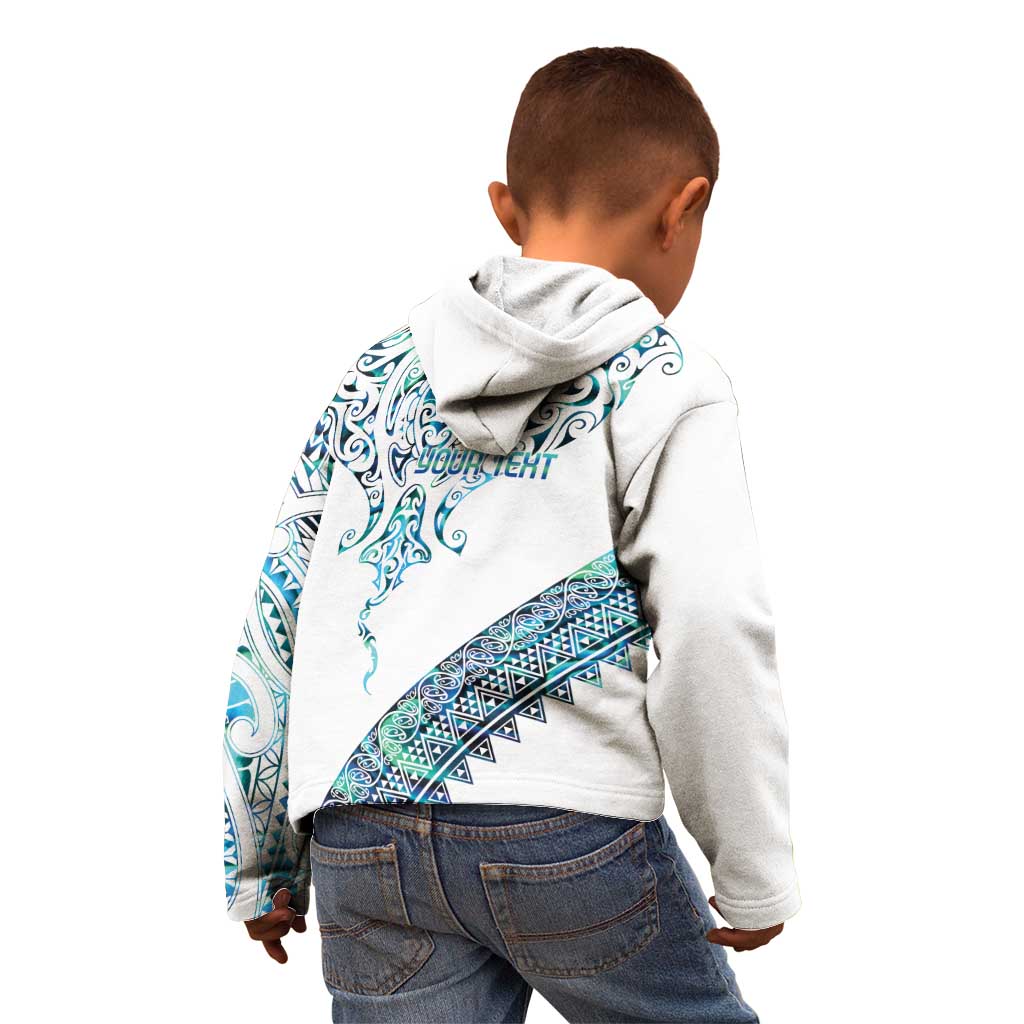 Kahui Whetu Paua shell Kowhaiwhai Taniko Personalised Kid Hoodie Manta Ray Shark-Turtle Maori Tribal Style