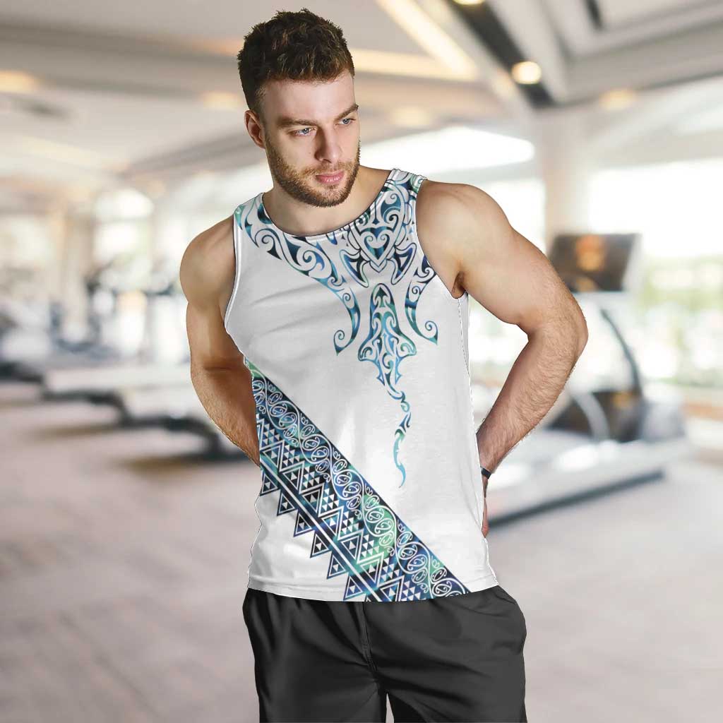 Kahui Whetu Paua shell Kowhaiwhai Taniko Personalised Men Tank Top Manta Ray Shark-Turtle Maori Tribal Style