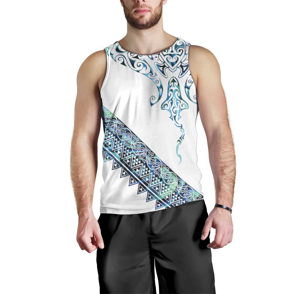 Kahui Whetu Paua shell Kowhaiwhai Taniko Personalised Men Tank Top Manta Ray Shark-Turtle Maori Tribal Style
