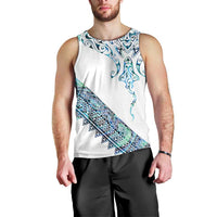 Kahui Whetu Paua shell Kowhaiwhai Taniko Personalised Men Tank Top Manta Ray Shark-Turtle Maori Tribal Style