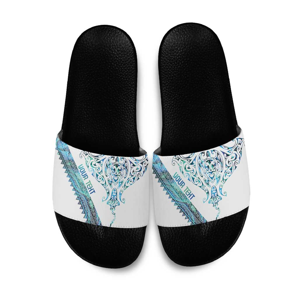 Kahui Whetu Paua shell Kowhaiwhai Taniko Personalised Slide Sandals Manta Ray Shark-Turtle Maori Tribal Style