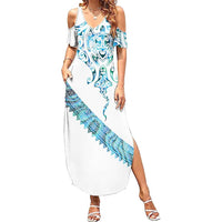 Kahui Whetu Paua shell Kowhaiwhai Taniko Personalised Summer Maxi Dress Manta Ray Shark-Turtle Maori Tribal Style