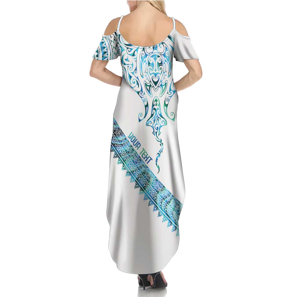 Kahui Whetu Paua shell Kowhaiwhai Taniko Personalised Summer Maxi Dress Manta Ray Shark-Turtle Maori Tribal Style