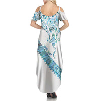 Kahui Whetu Paua shell Kowhaiwhai Taniko Personalised Summer Maxi Dress Manta Ray Shark-Turtle Maori Tribal Style