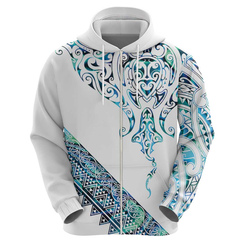 Kahui Whetu Paua shell Kowhaiwhai Taniko Personalised Zip Hoodie Manta Ray Shark-Turtle Maori Tribal Style LT9 - Polynesian Pride