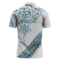Kahui Whetu Paua shell Kowhaiwhai Taniko Personalised Zipper Polo Shirt Manta Ray Shark-Turtle Maori Tribal Style